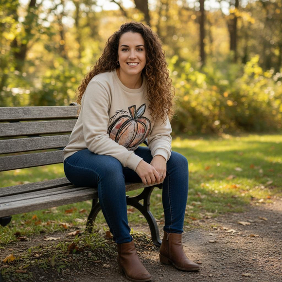 SHEIN Beige Multi-color Watercolor Pumpkin Fall Graphic Sweatshirt Plus 2XL - Picture 1 of 7